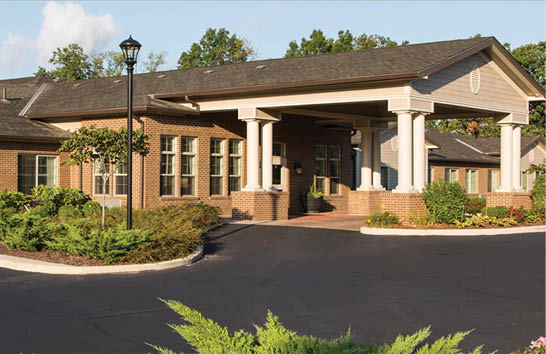 A large building with a black parking lot. AI generated content